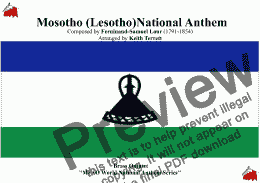 page one of Mosotho National Anthem (Lesotho) for Brass Quintet (MFAO World National Anthem Series)