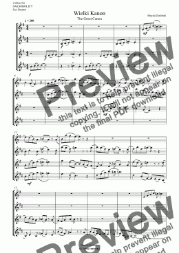 page one of Wielki Kanon (Great Kanon) for sax quartet