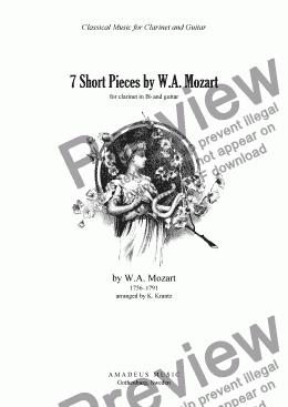 page one of Mozart for clarinet and classical guitar, 7 short pieces