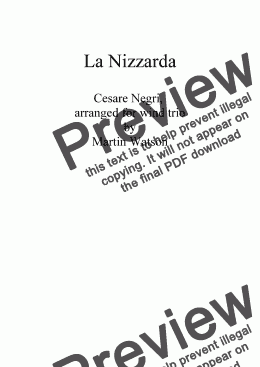 page one of La Nizzarda for Flute, Clarinet and Bassoon
