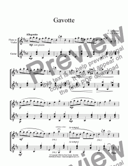 page one of Gavotte by Gossec for flute or violin and guitar