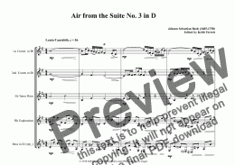 page one of Air from the Suite No. 3 in D for Brass Band Quartet