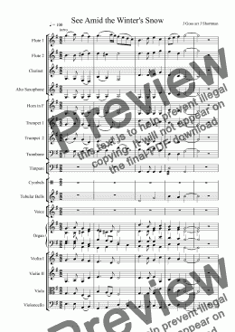 page one of See, Amid The Winter’s Snow - Orchestral Arrangement & Descant (Christmas Carol)