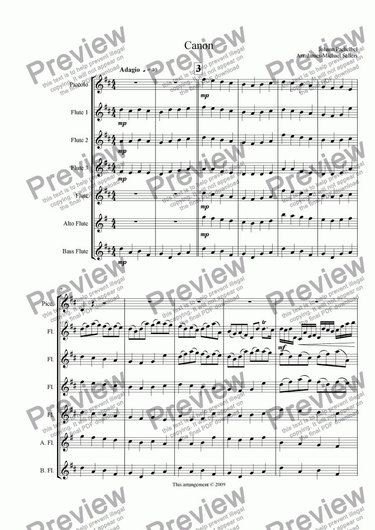 Canon in D (Flute Choir) - Download Sheet Music PDF file