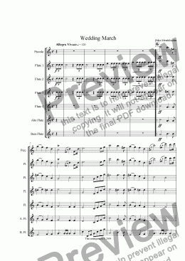 page one of Wedding March (from A Midsummer Night's Dream) (Flute Choir)
