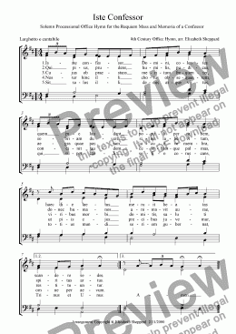 page one of Iste Confessor (8th C Office Hymn arr. Elizabeth Sheppard)