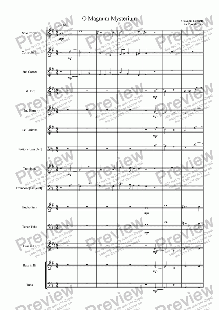 O Magnum Mysterium Gabrielli Download Sheet Music Pdf File Provided to youtube by universal music group gabrieli: o magnum mysterium gabrielli for brass band by giovanni gabrielli sheet music pdf file to download