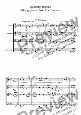 page one of Quartetto Italiano (String quartet No. 3 in C minor), Op. 41 - IV. Sicilienne