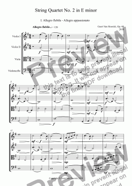 page one of String quartet No. 2 in E minor, Op. 40 - I. Allegro flebile - Allegro appassionato