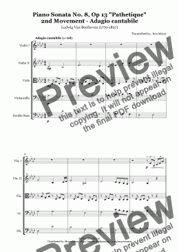 page one of Piano Sonata No. 8 "Pathetique" 2nd Movement Adagio cantabile