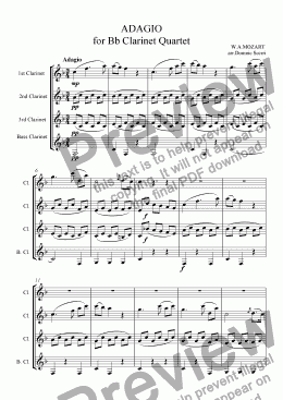 page one of Adagio - Clarinet Concerto