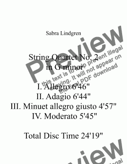 page one of String Quartet No. 2 in G minor IV. Moderato