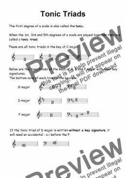 page one of Helpsheet: Tonic Triads