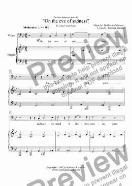 page one of Pop song - On the Eve of Sadness (Jazz version)