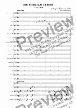 page one of Piano Sonata No.23 in F Minor Op.57