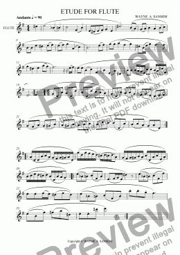 page one of ETUDE FOR FLUTE