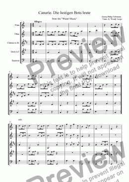 page one of Telemann - Water Music Suite - Four Pieces