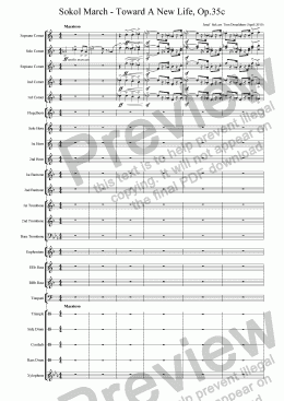 page one of BRASS BAND - Olympic Sokol March - Toward A New Life, Op.35c