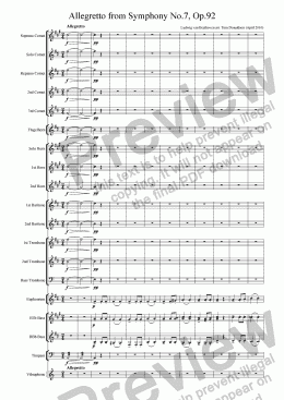 page one of BRASS BAND - Allegretto from Symphony No.7, Op.92