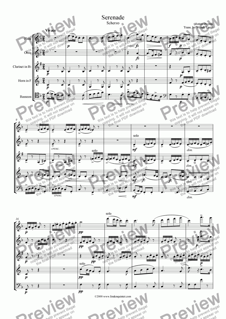 Dvorak Serenade for Strings, Scherzo Download Sheet Music PDF file