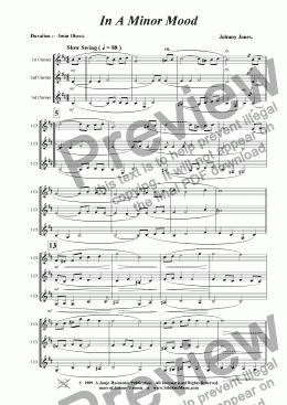 page one of In A Minor Mood  ( 3 Bb Clarinets )