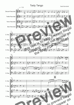 page one of Tasty Tango for Recorder Quartet