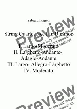 page one of String Quartet No. 1 in B minor, III. Largo-Allegro-Larghetto