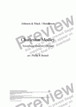 page one of Charleston Medley (Saxophone Quartet / Quintet)