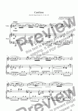 page one of ’Cantilene’ from Sonata No. 11 (Op.148) arranged for violin & piano