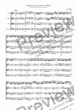 page one of Departure of the Queen of Sheba - String Orchestra/Quartet