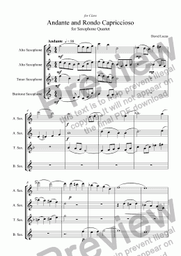 page one of Andante and Rondo Capriccioso for Saxophone Quartet