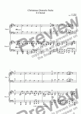 page one of Christmas Oratorio Suite for piano duet - 6. Choral