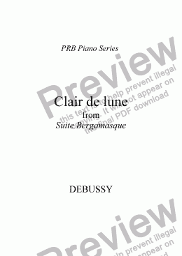 page one of PRB Piano Series: Clair de lune