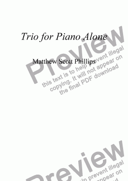 page one of Trio for Piano Alone