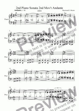 page one of 2nd Piano Sonata, 2nd Mov\'t (classical)