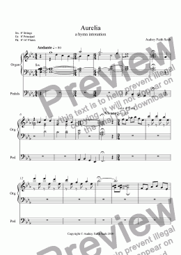 page one of A short Organ hymn prelude to Aurelia