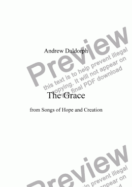 page one of Songs of Hope and Creation - The Grace