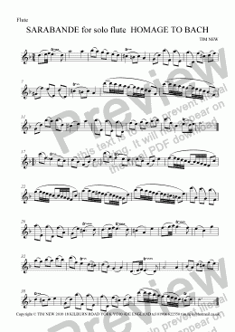 page one of SARABANDE for solo flute - HOMAGE TO BACH