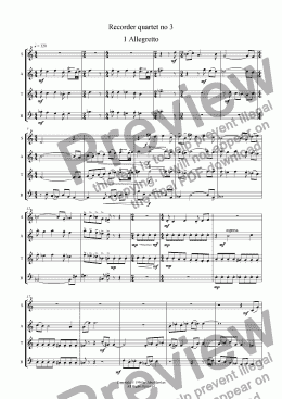 page one of Recorder quartet no 3