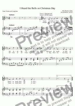 page one of I Heard the Bells on Christmas Day - SATB version