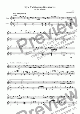 page one of Style Variations on Greensleeves
