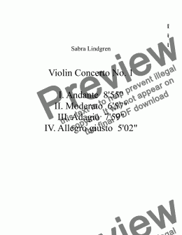 page one of Violin Concerto No. 1 in A minor, IV. Allegro giusto, for Solo Violin with Orchestra