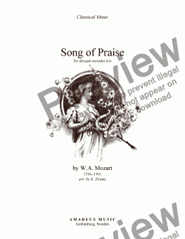 page one of Song of Praise/Hymn Song for descant recorder trio