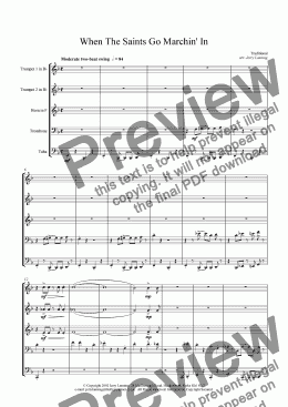 page one of When The Saints Go Marchin’ In (brass quintet) + mp3