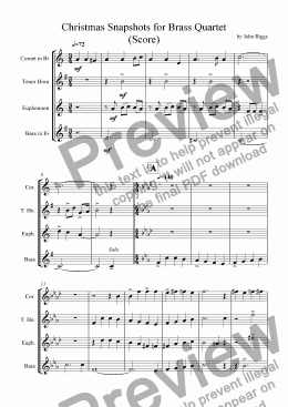 page one of Christmas Snapshots for Brass Quartet (Score)