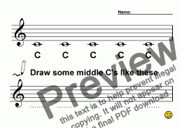 page one of ABC Worksheet 01b Copy RH Middle C (ledger line)