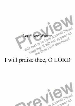 page one of I will praise thee, O LORD
