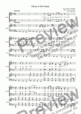 page one of Glory to His Name - Choir