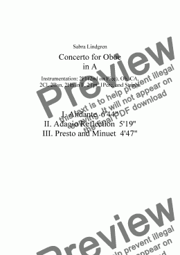 page one of Concerto for Oboe, III. Presto and Minuet, for Solo Oboe with Orchestra