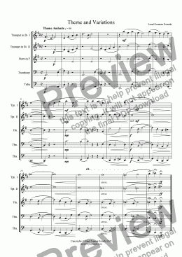 page one of Theme and Variations for Brass Quintet